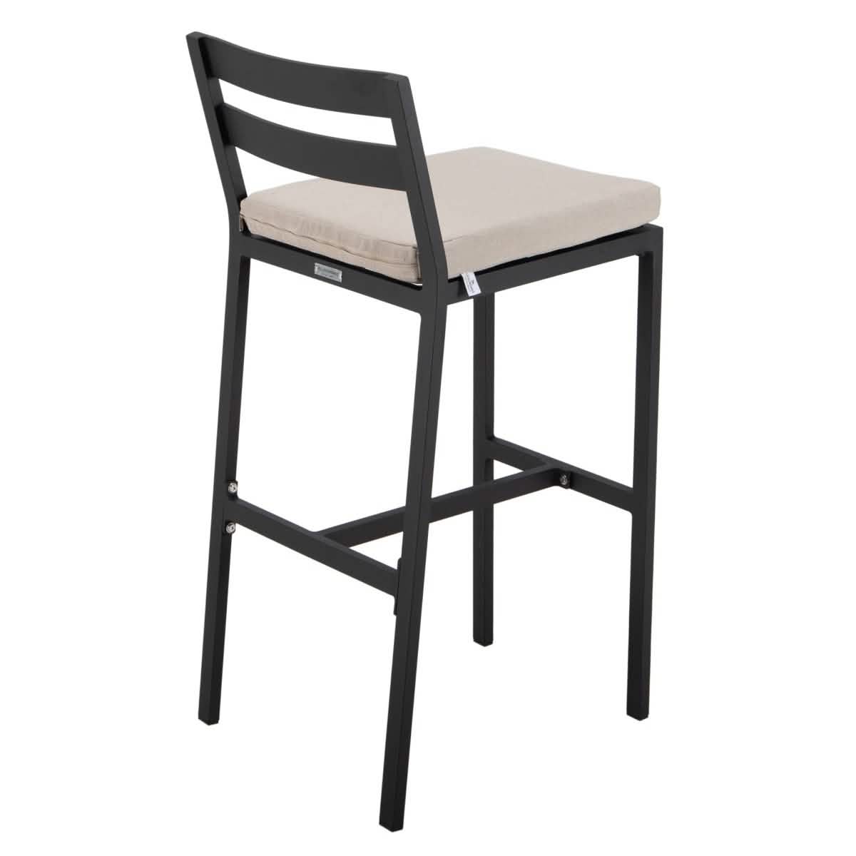 Chelsea Modern Patio Bar Chair in Powder - Coated Aluminum with Removable Cushion
