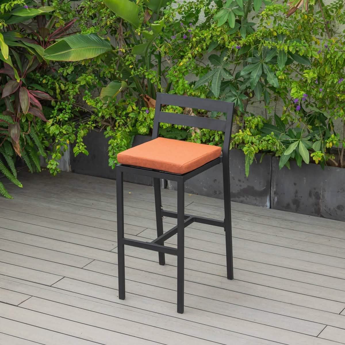 Chelsea Modern Patio Bar Chair in Powder - Coated Aluminum with Removable Cushion