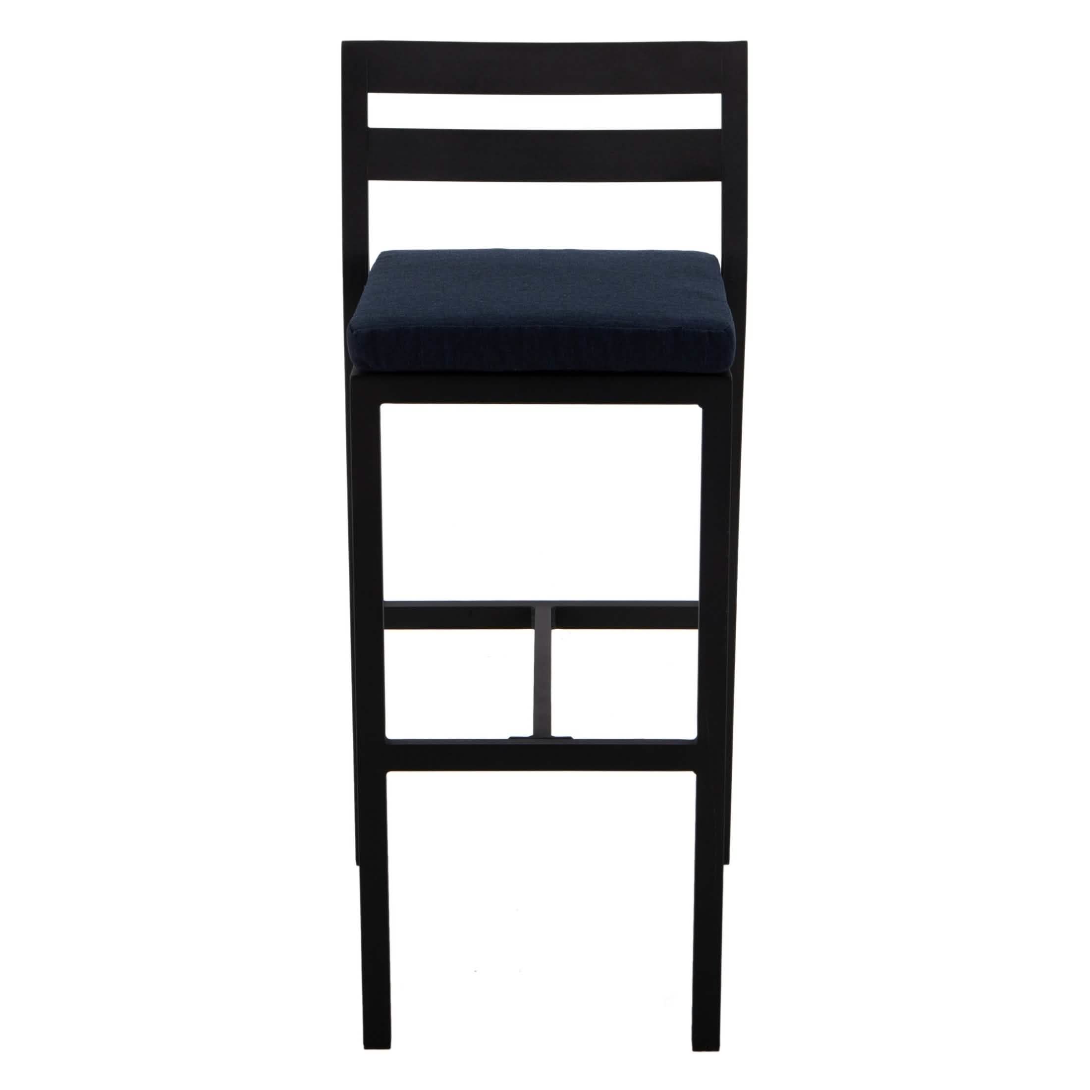 Chelsea Modern Patio Bar Chair in Powder - Coated Aluminum with Removable Cushion