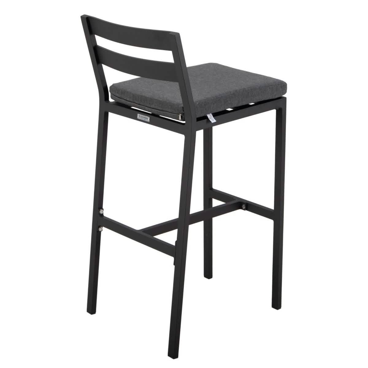 Chelsea Modern Patio Bar Chair in Powder - Coated Aluminum with Removable Cushion