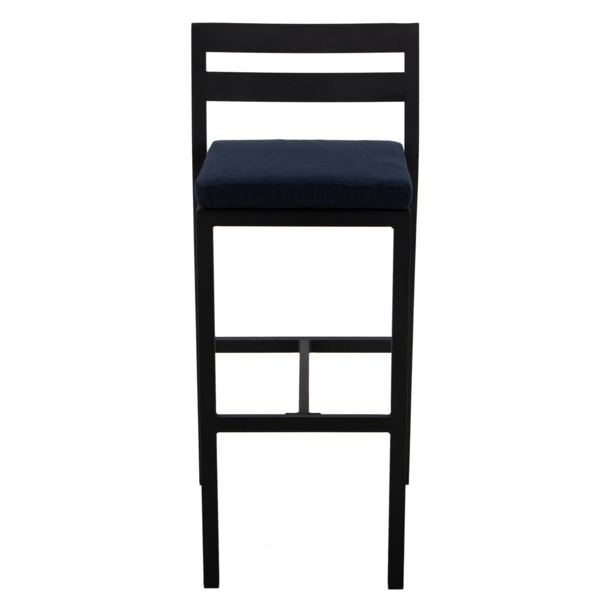 Chelsea Modern Patio Bar Chair in Powder - Coated Aluminum with Removable Cushion