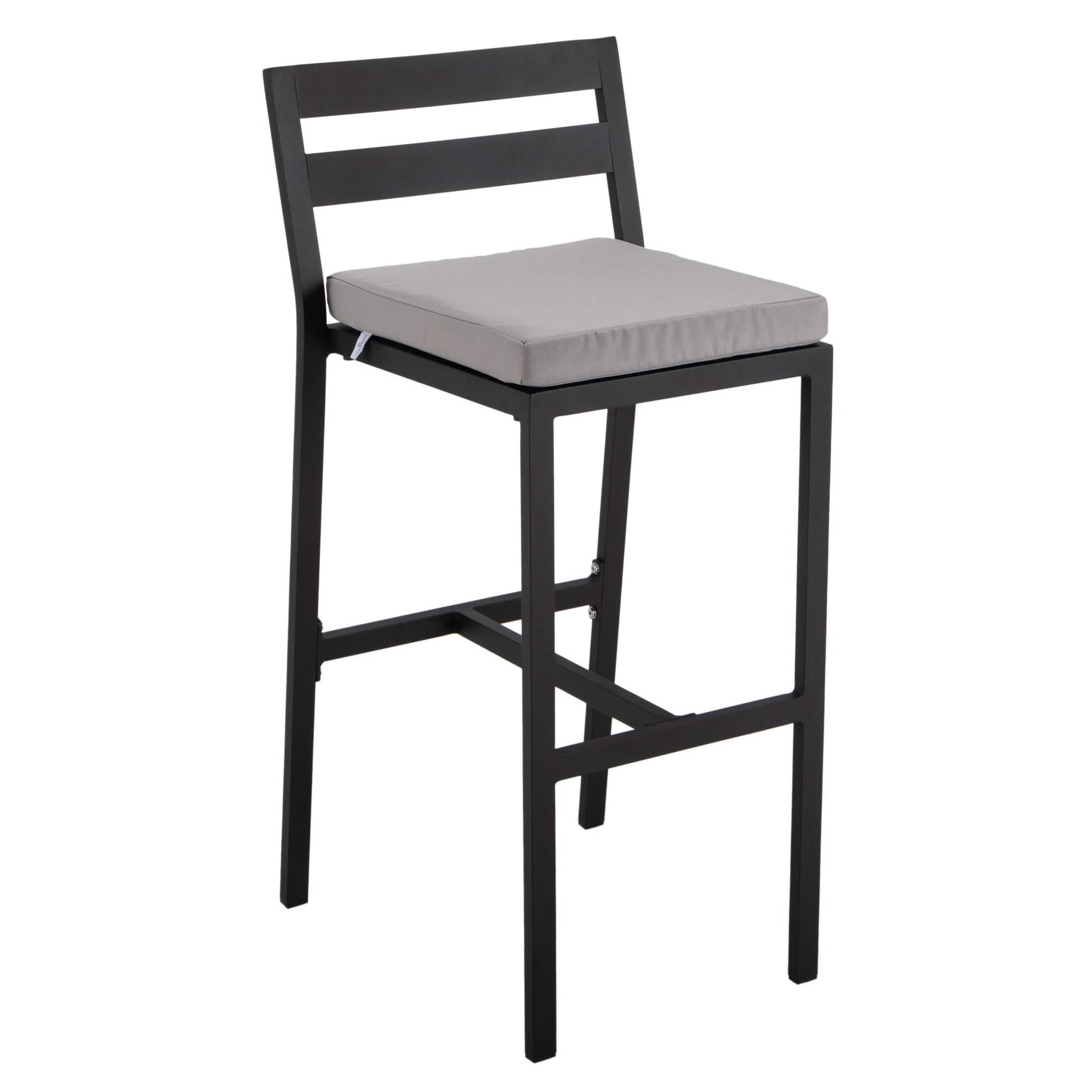 Chelsea Modern Patio Bar Chair in Powder - Coated Aluminum with Removable Cushion