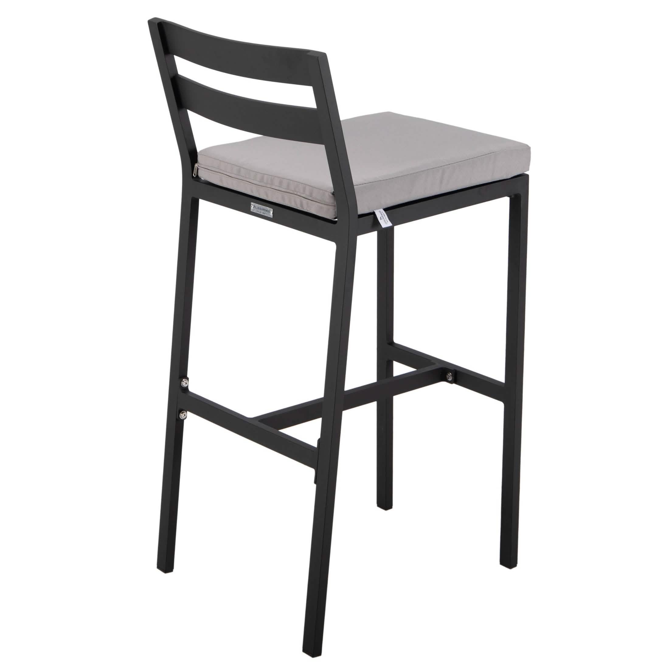 Chelsea Modern Patio Bar Chair in Powder - Coated Aluminum with Removable Cushion
