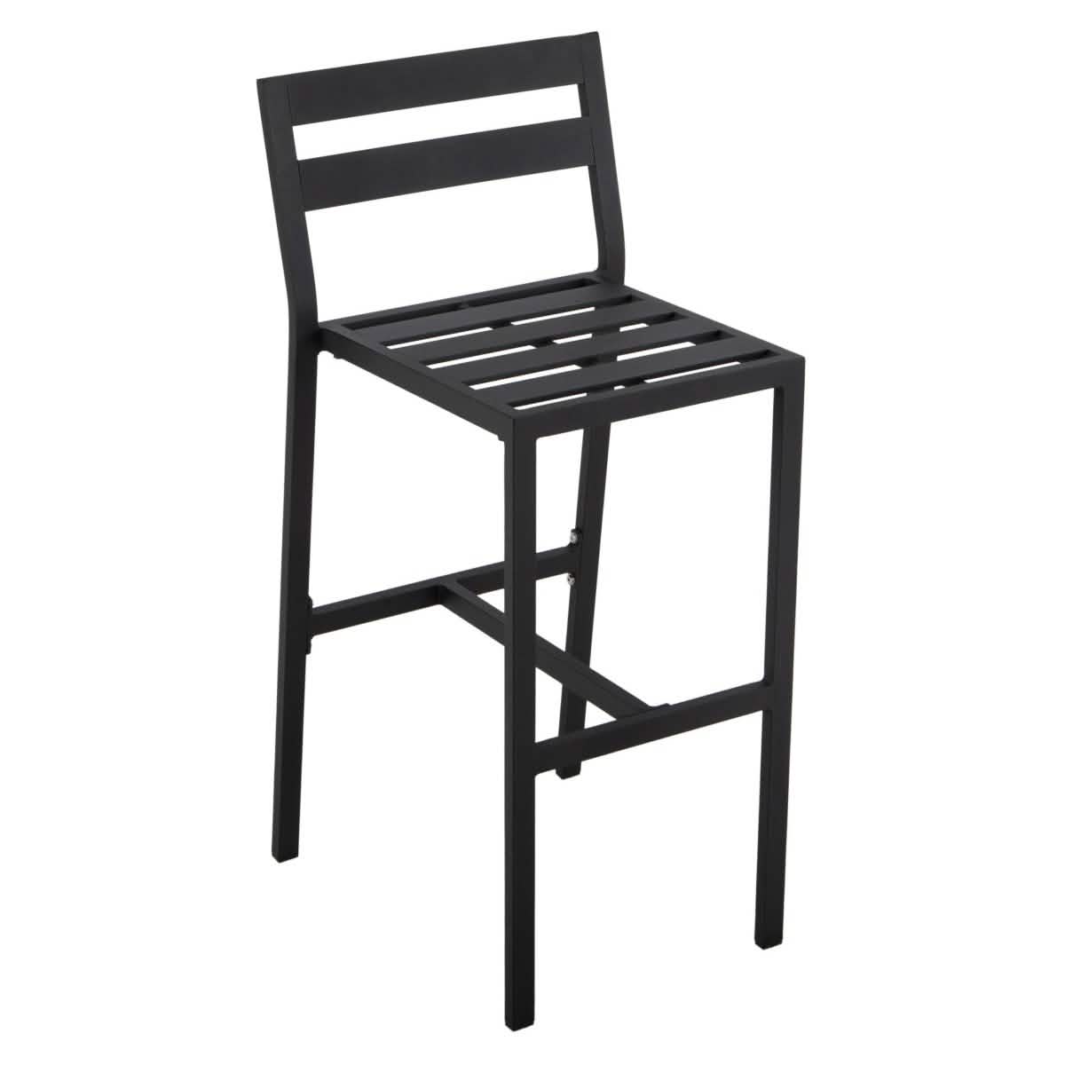 Chelsea Modern Patio Bar Chair in Powder - Coated Aluminum with Removable Cushion