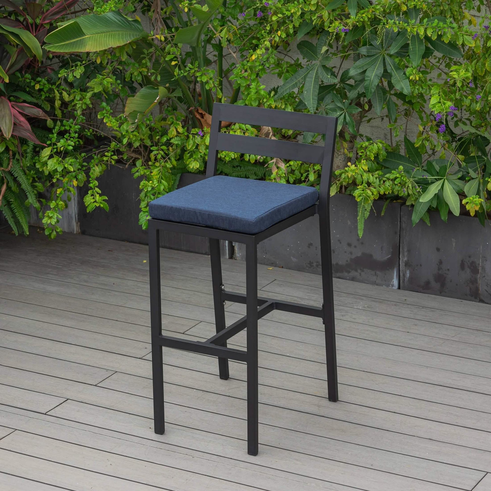 Chelsea Modern Patio Bar Chair in Powder - Coated Aluminum with Removable Cushion