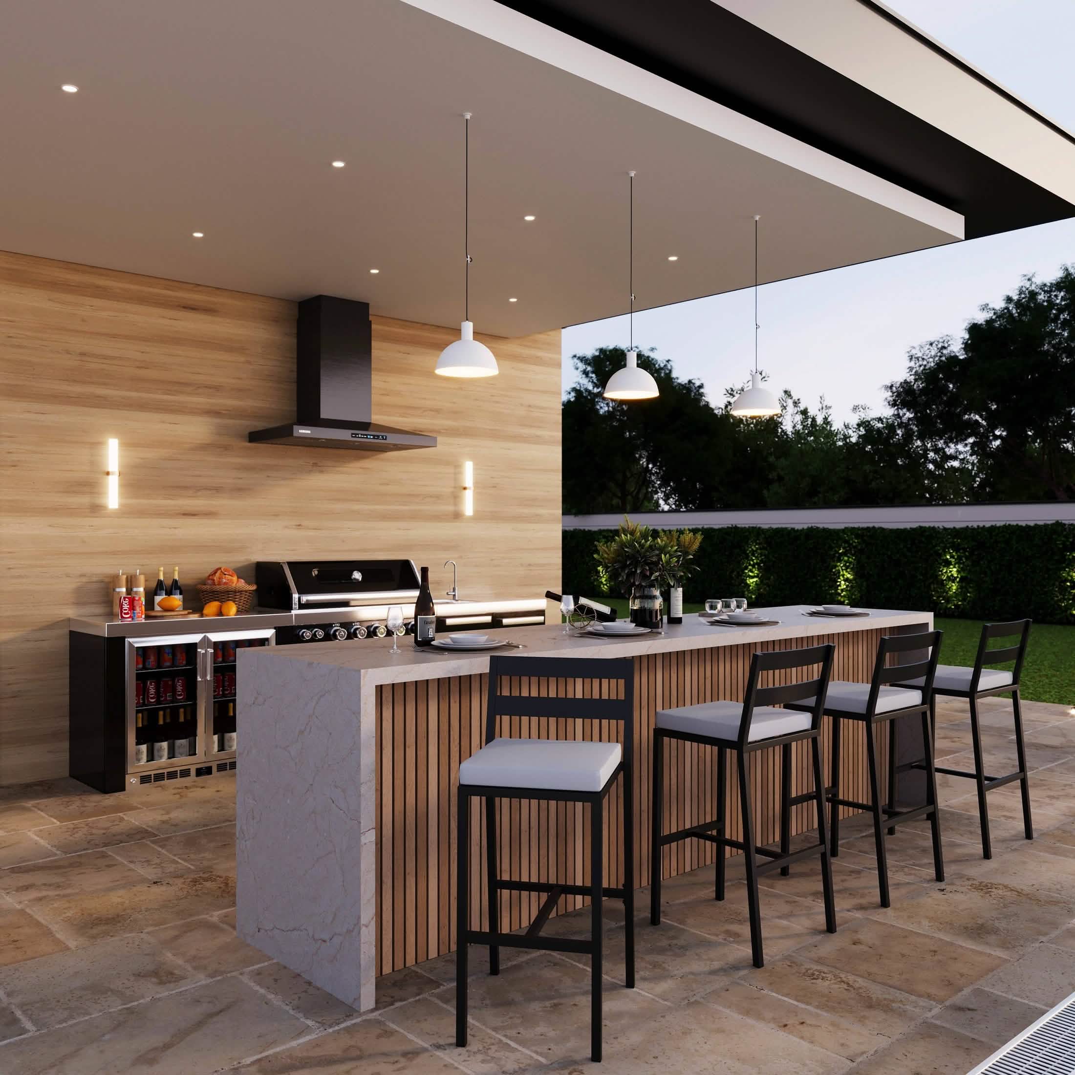 Chelsea Modern Patio Bar Chair in Powder - Coated Aluminum with Removable Cushion