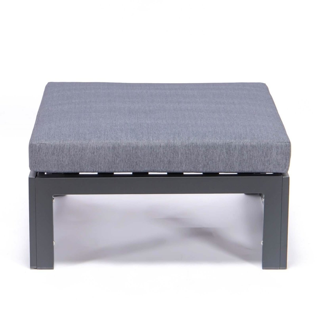 Chelsea Outdoor Patio Black Aluminum Ottomans With Cushions Set Of 2