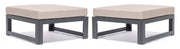 Chelsea Outdoor Patio Black Aluminum Ottomans With Cushions Set Of 2