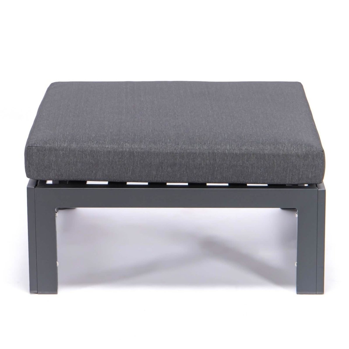 Chelsea Outdoor Patio Black Aluminum Ottomans With Cushions Set Of 2