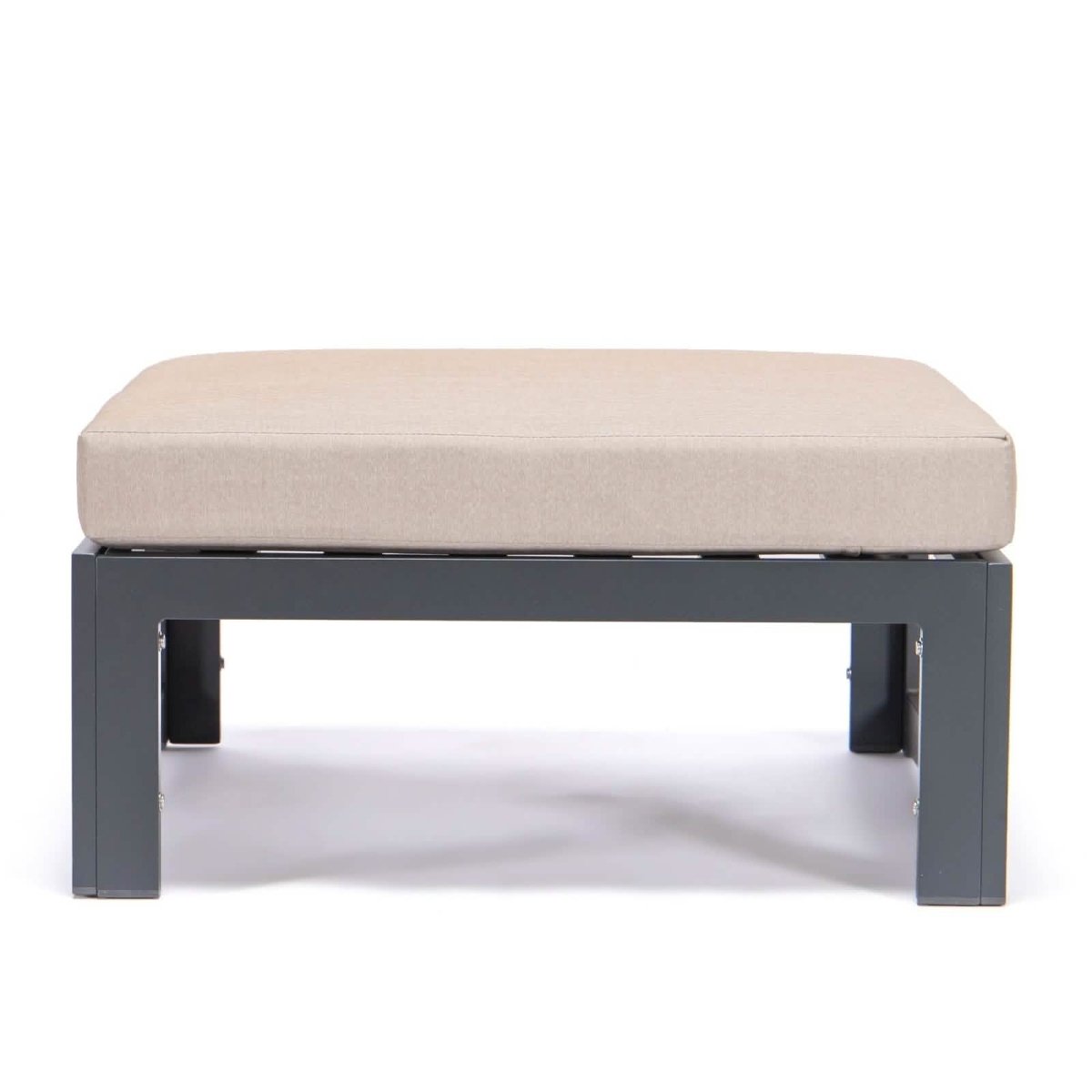 Chelsea Outdoor Patio Black Aluminum Ottomans With Cushions Set Of 2