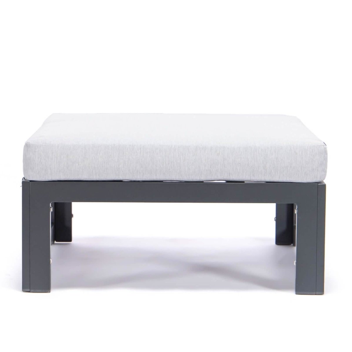 Chelsea Outdoor Patio Black Aluminum Ottomans With Cushions Set Of 2