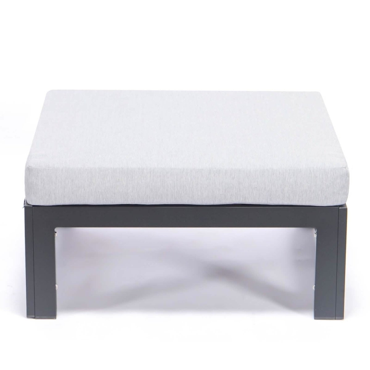 Chelsea Outdoor Patio Black Aluminum Ottomans With Cushions Set Of 2