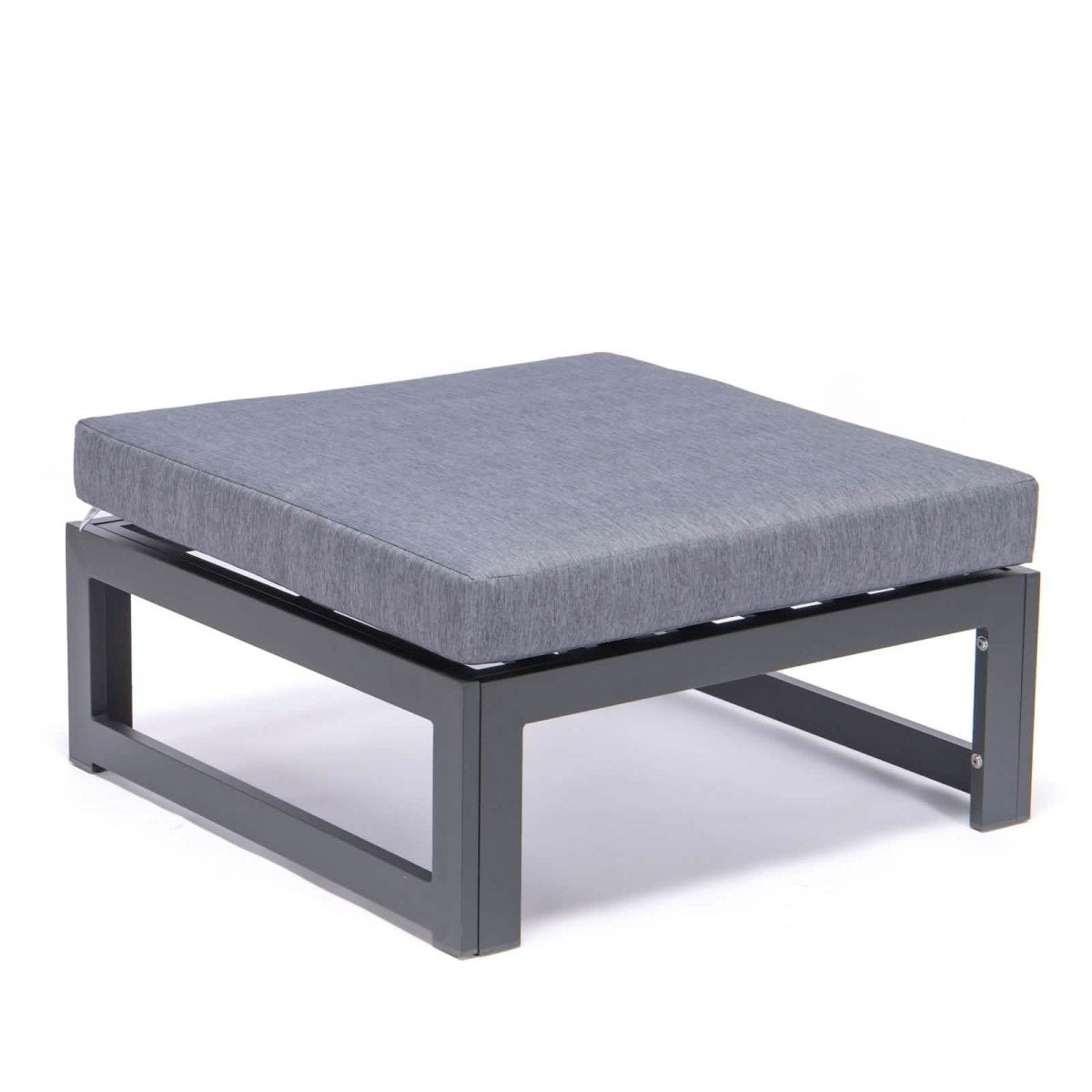 Chelsea Outdoor Patio Black Aluminum Ottomans With Cushions Set Of 2