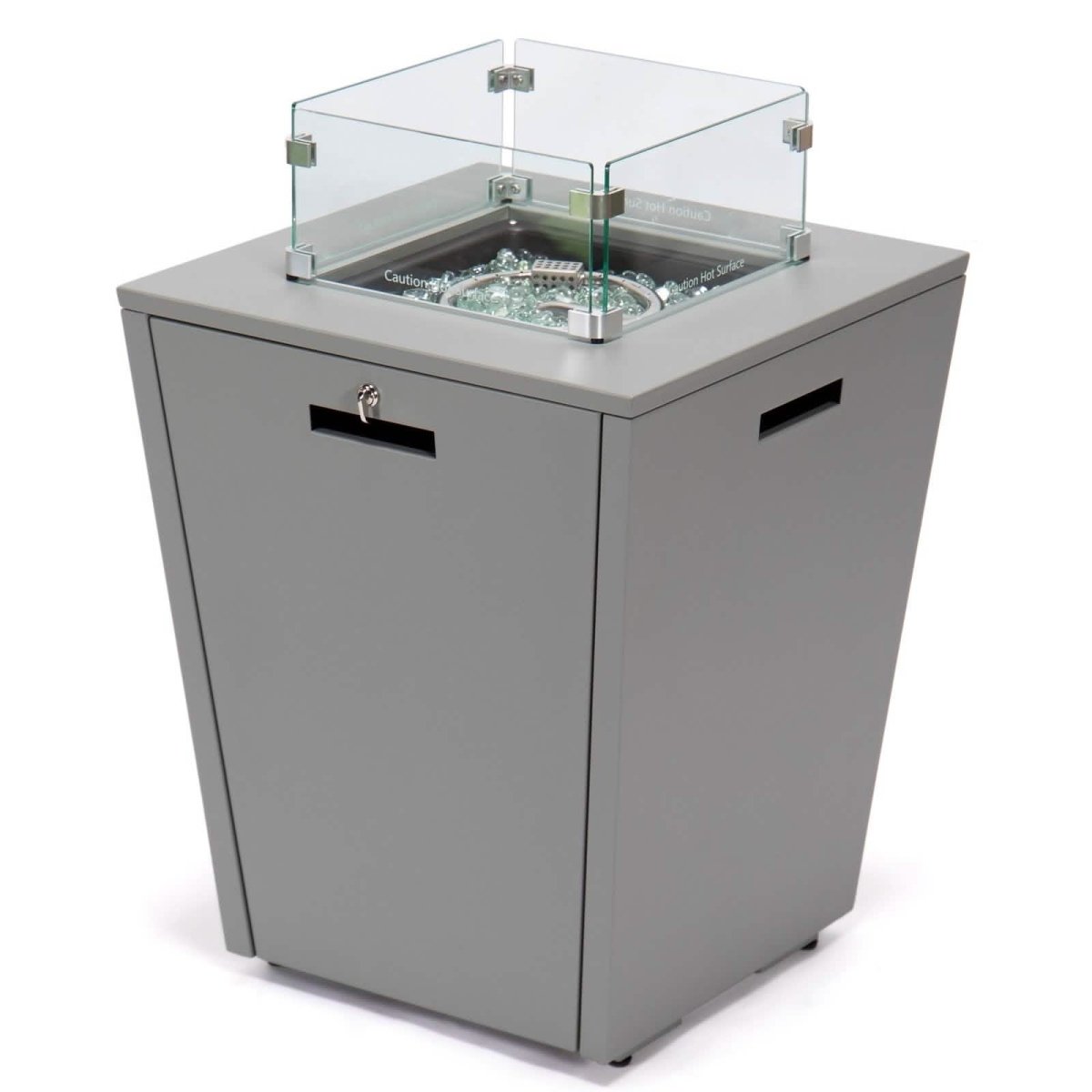 Chelsea Steel Fire Pit Table with Tempered Glass Wind Guard and Lid