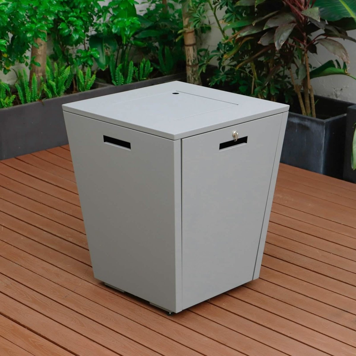 Chelsea Steel Fire Pit Table with Tempered Glass Wind Guard and Lid