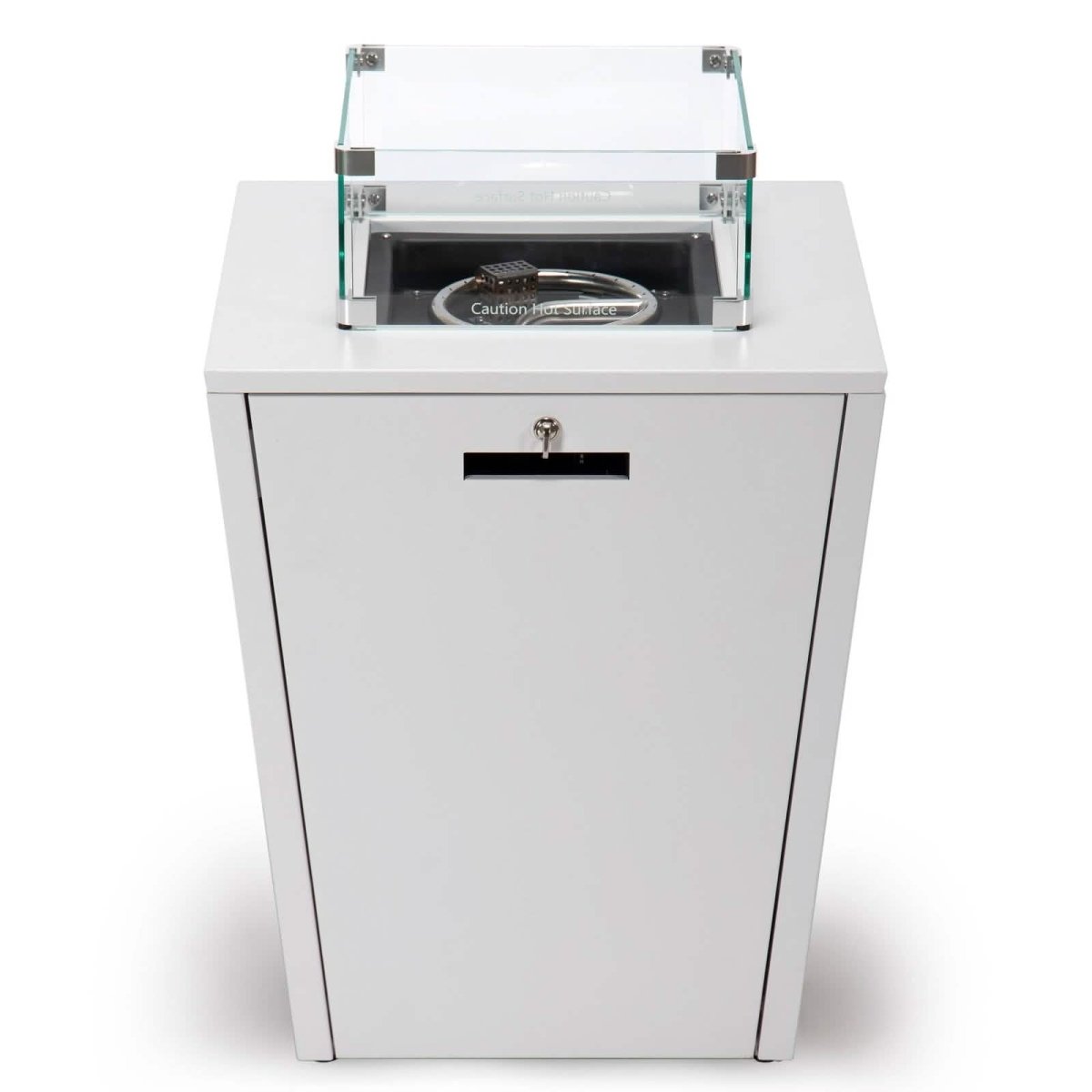 Chelsea Steel Fire Pit Table with Tempered Glass Wind Guard and Lid