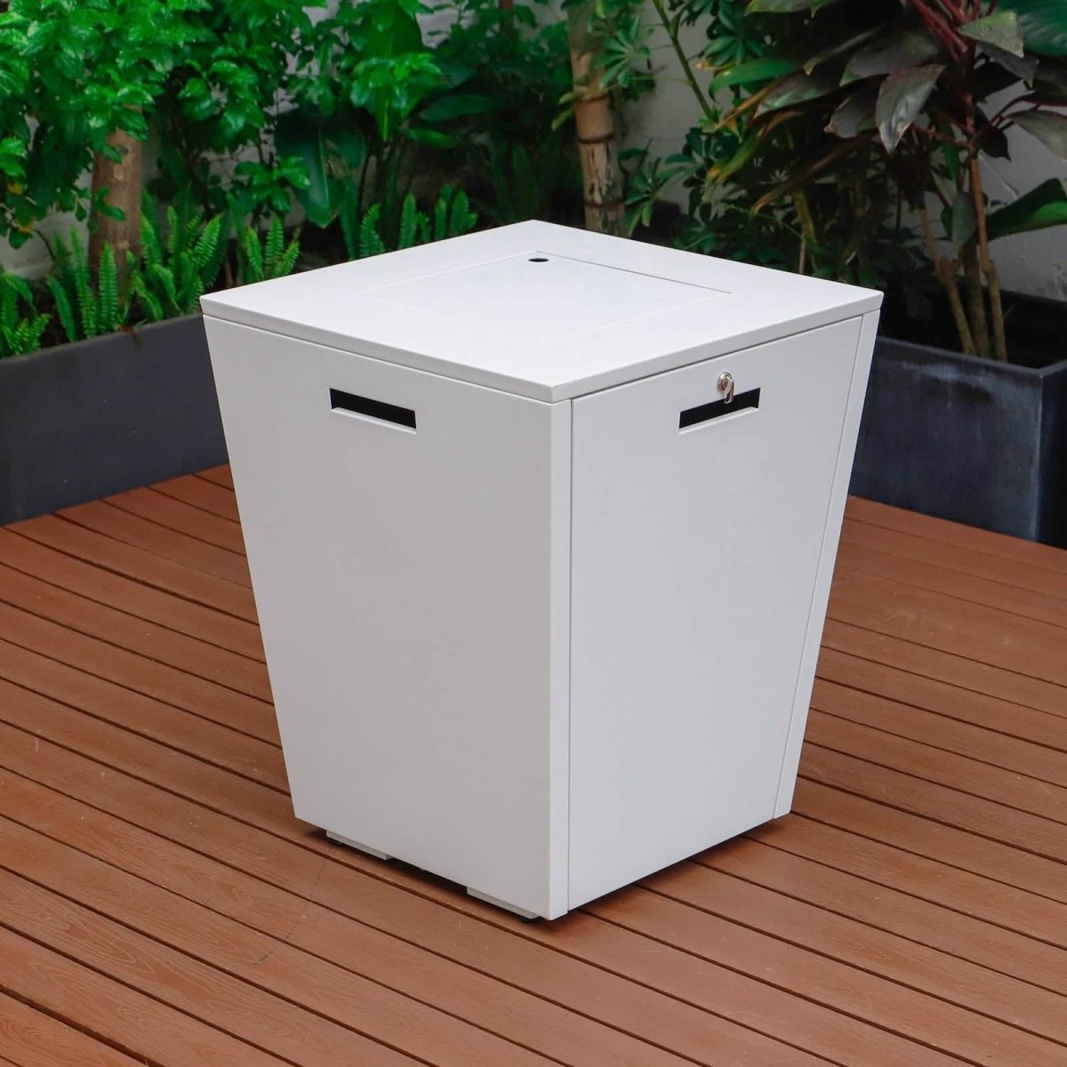 Chelsea Steel Fire Pit Table with Tempered Glass Wind Guard and Lid