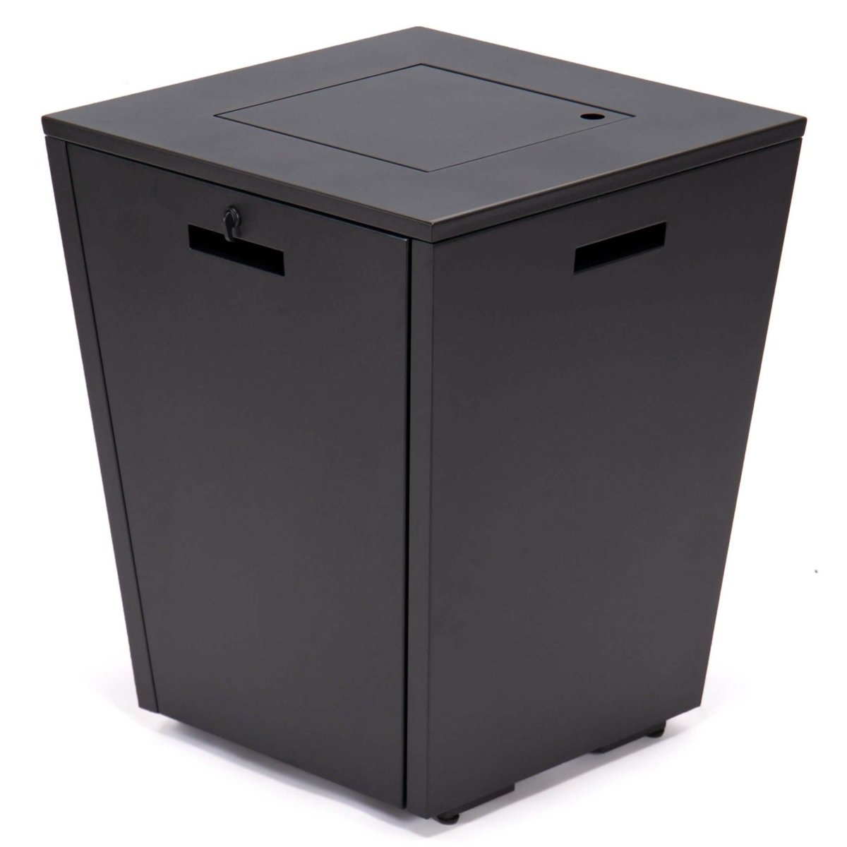 Chelsea Steel Fire Pit Table with Tempered Glass Wind Guard and Lid