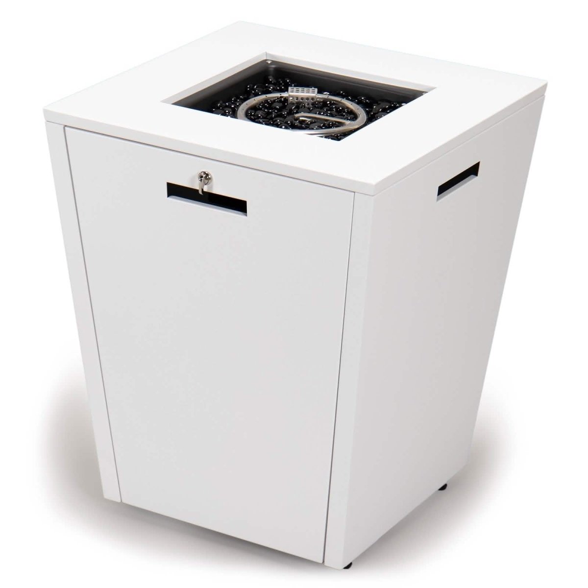 Chelsea Steel Fire Pit Table with Tempered Glass Wind Guard and Lid