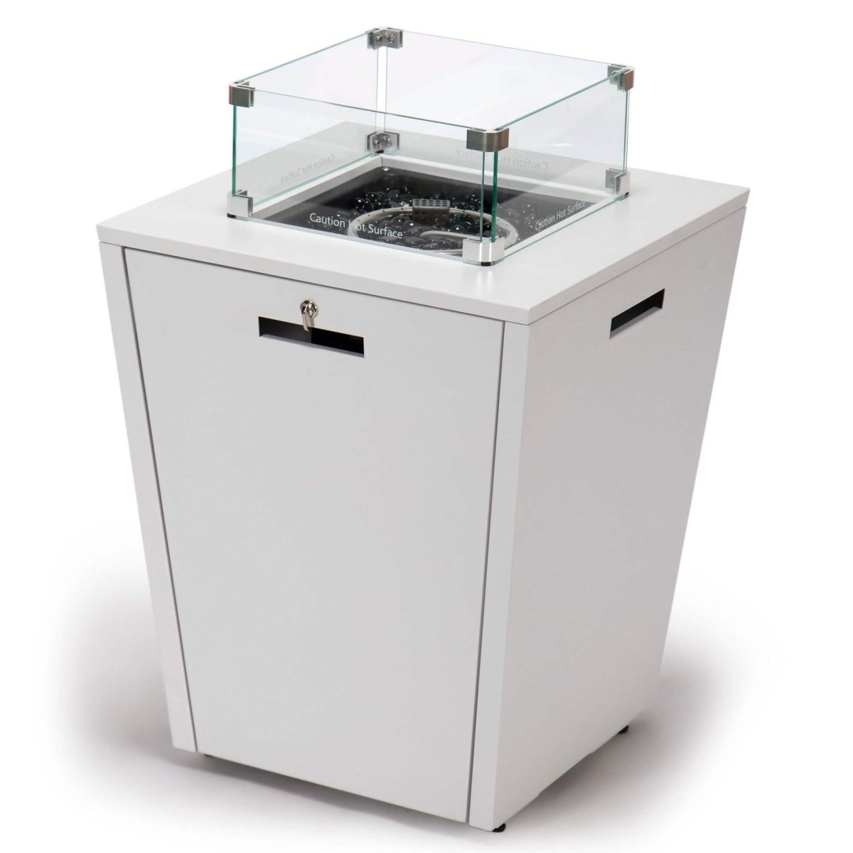 Chelsea Steel Fire Pit Table with Tempered Glass Wind Guard and Lid