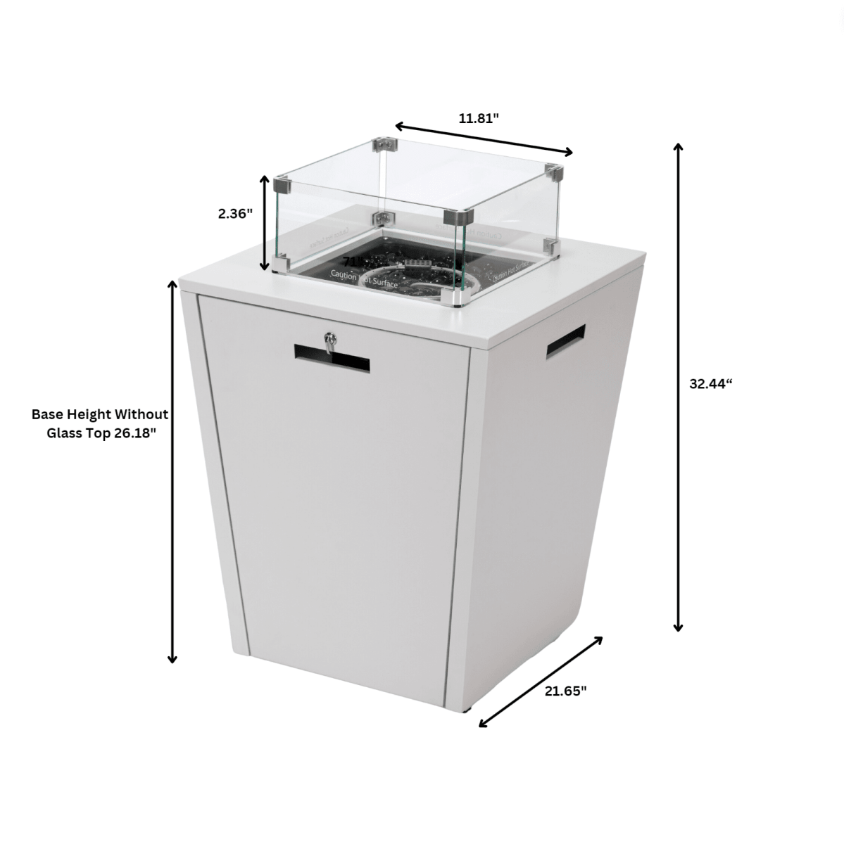 Chelsea Steel Fire Pit Table with Tempered Glass Wind Guard and Lid