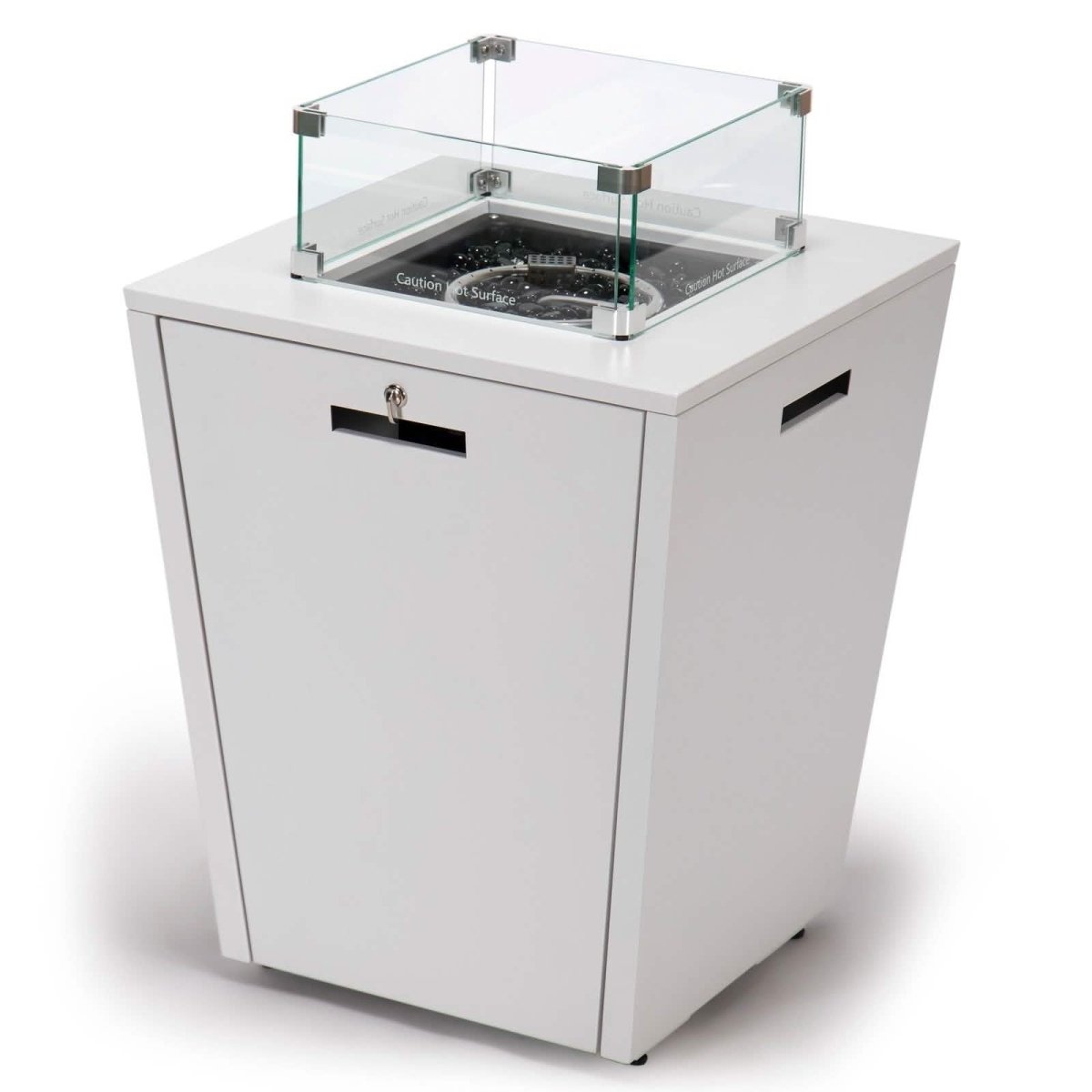 Chelsea Steel Fire Pit Table with Tempered Glass Wind Guard and Lid