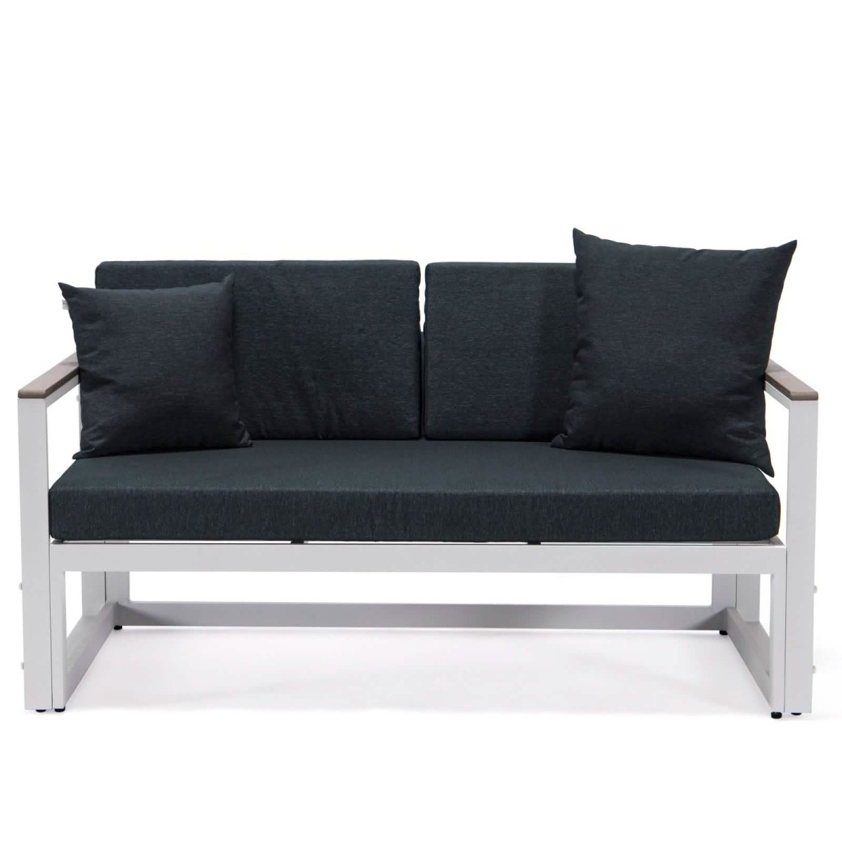 Chelsea White Sectional With Adjustable Headrest & Coffee Table With Cushions