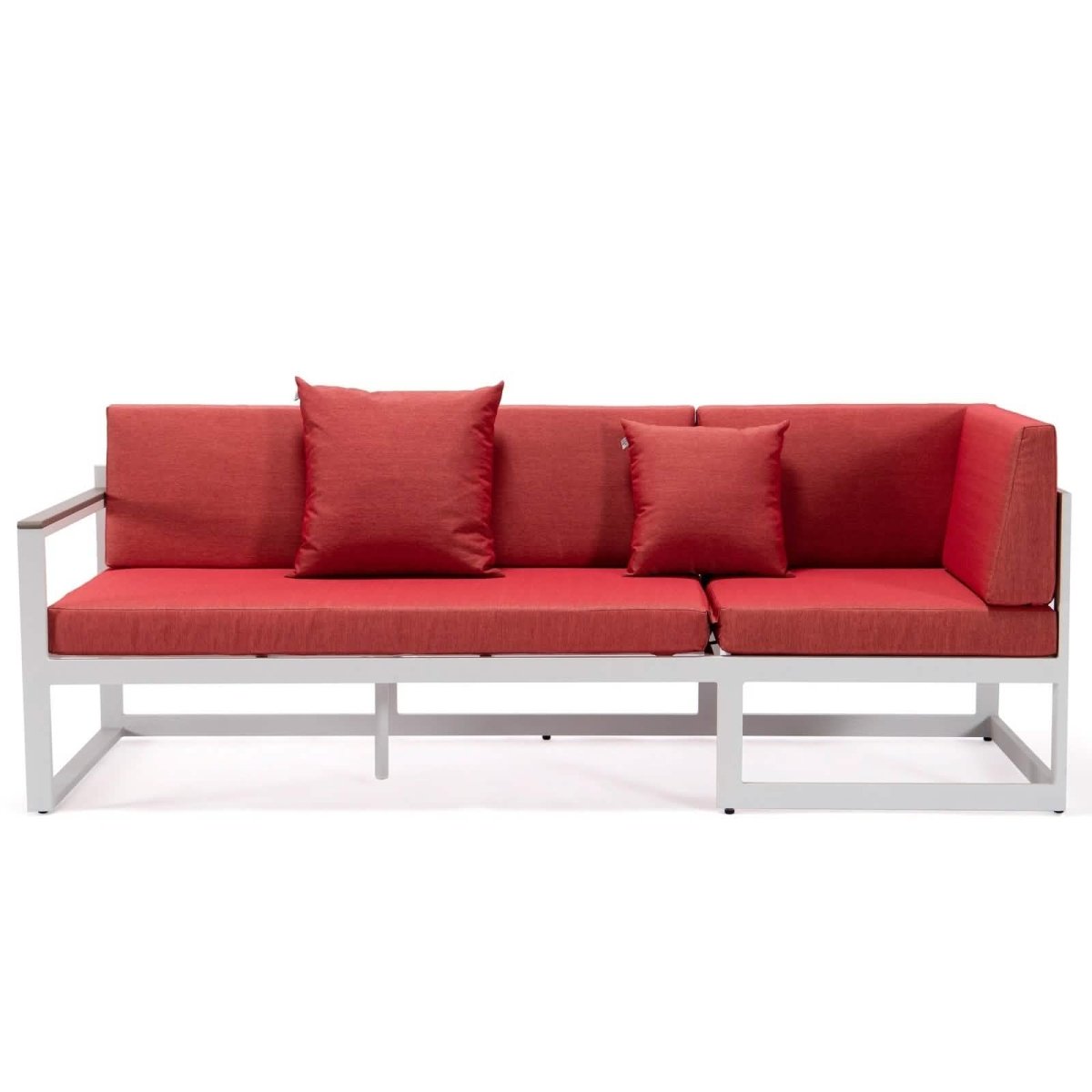 Chelsea White Sectional With Adjustable Headrest & Coffee Table With Cushions