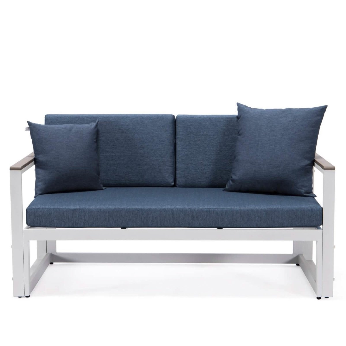Chelsea White Sectional With Adjustable Headrest & Coffee Table With Cushions