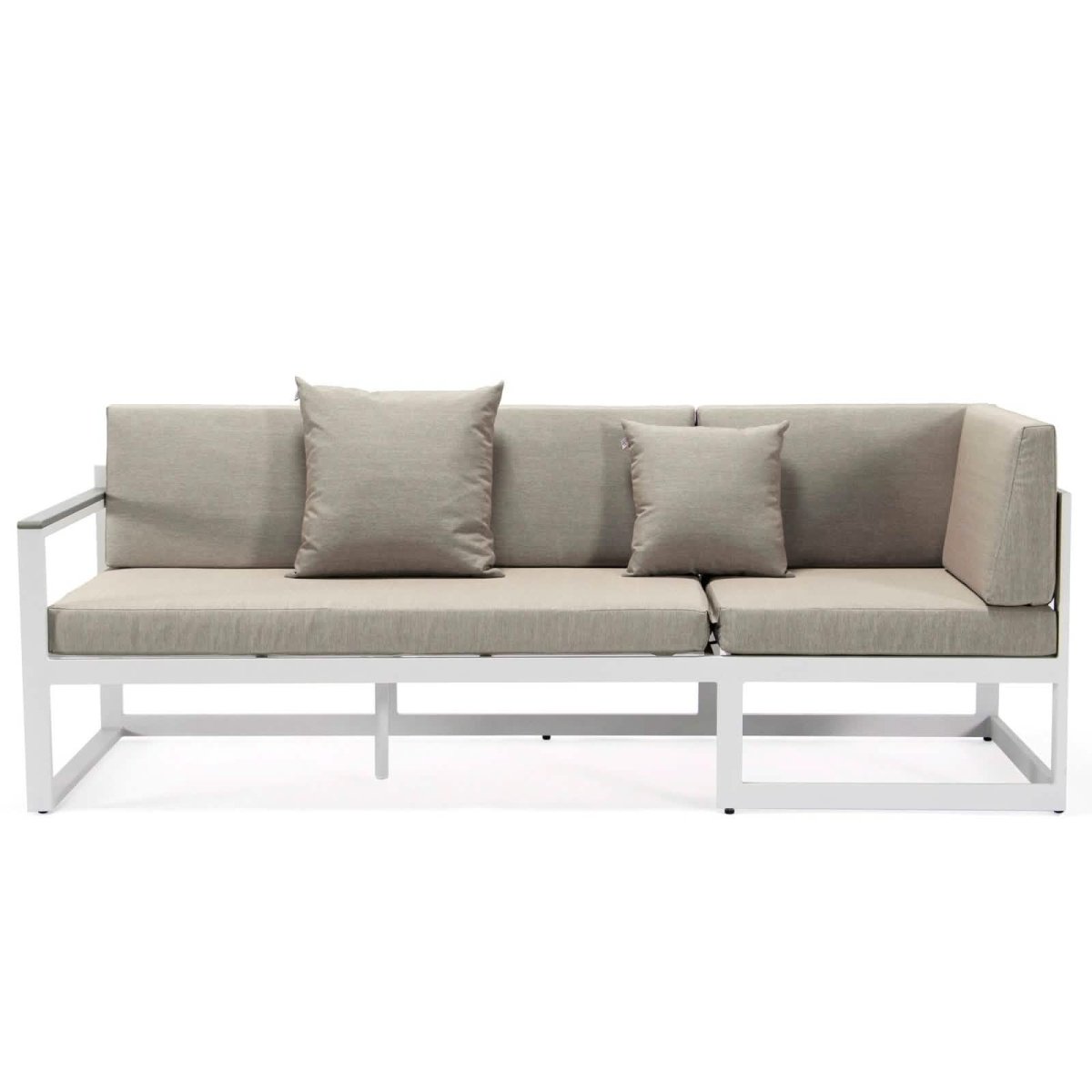 Chelsea White Sectional With Adjustable Headrest & Coffee Table With Cushions
