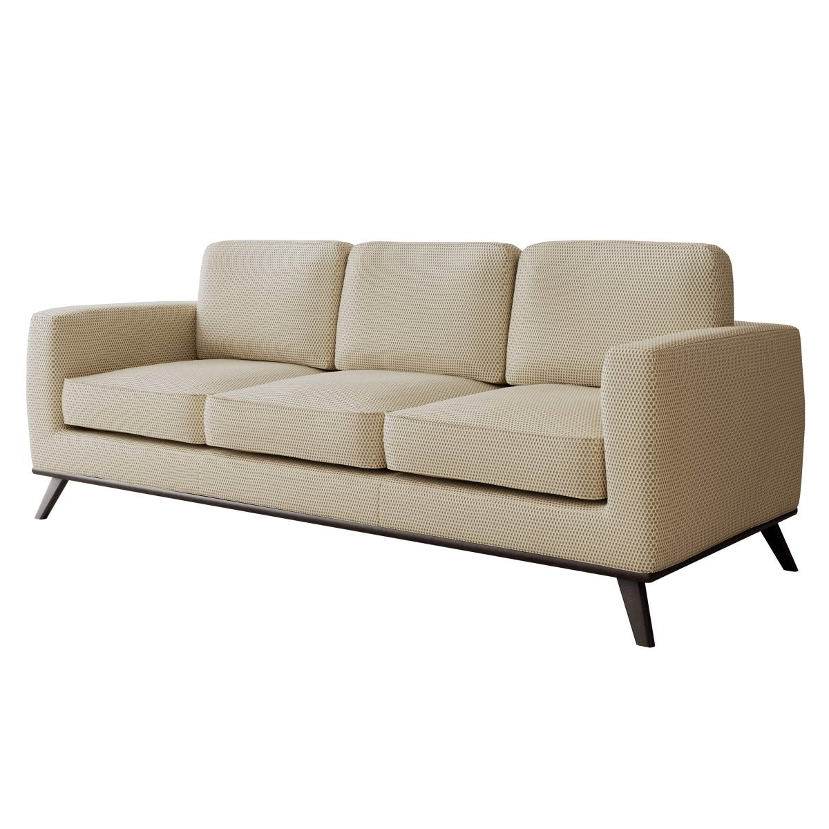 Chester 3 - Seater Leather/Mesh Full Size Sofa in Birch Wood Base
