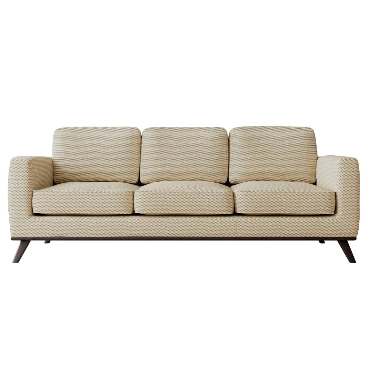Chester 3 - Seater Leather/Mesh Full Size Sofa in Birch Wood Base