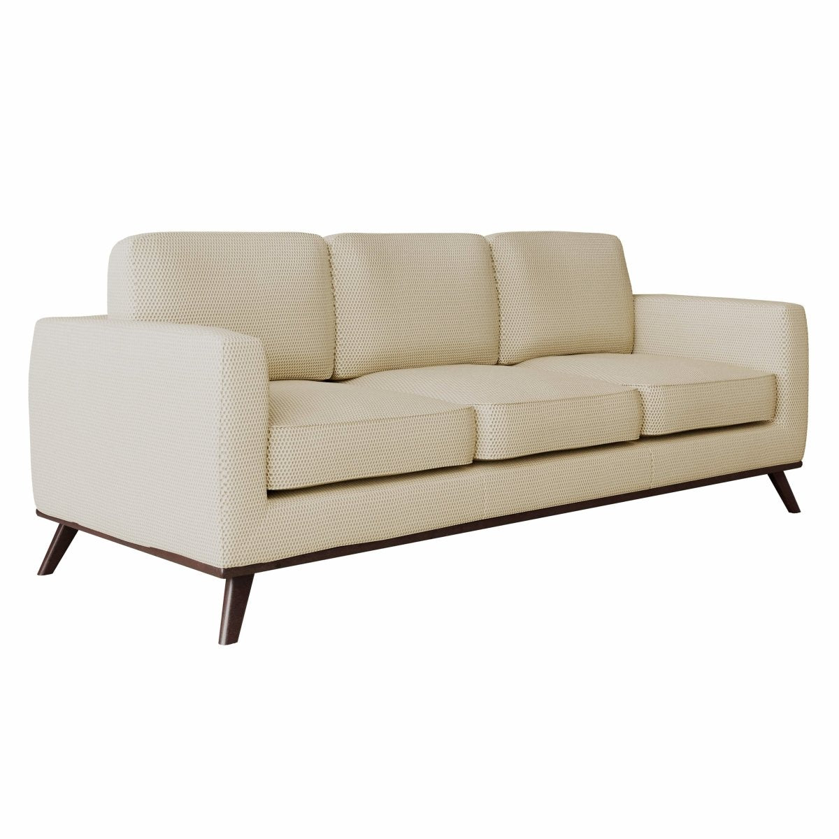 Chester 3 - Seater Leather/Mesh Full Size Sofa in Birch Wood Base