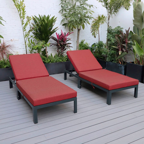 Chelsea Modern Outdoor Chaise Lounge Chair With Cushions Set of 2