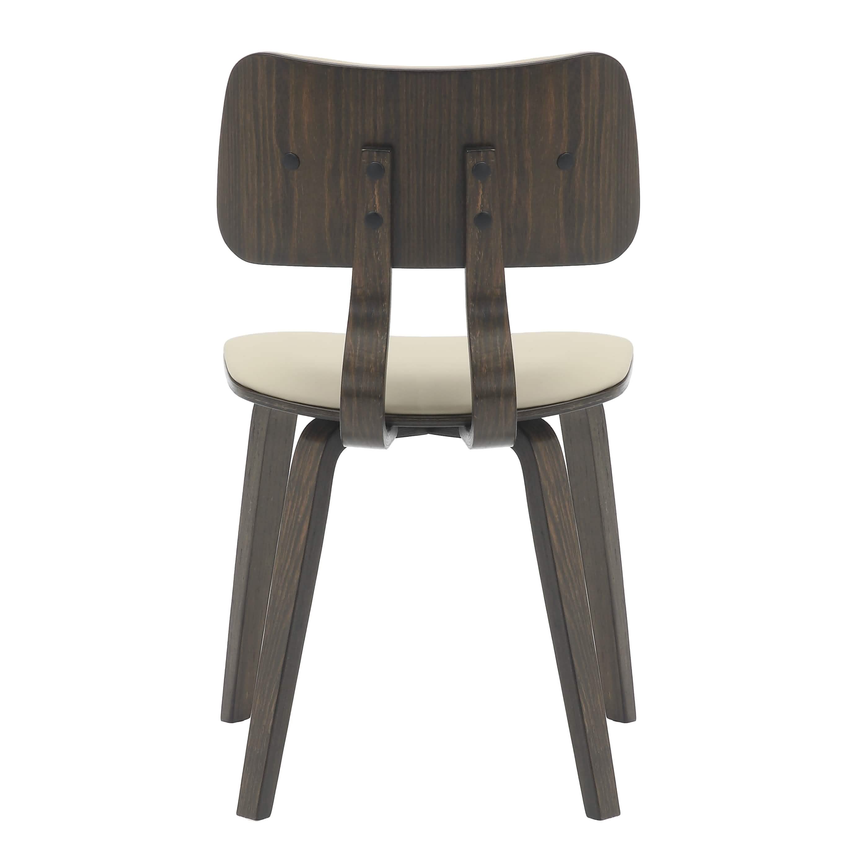 Clivo Modern Wooden Dining Chair Upholstered in Leather With Walnut Color Frame