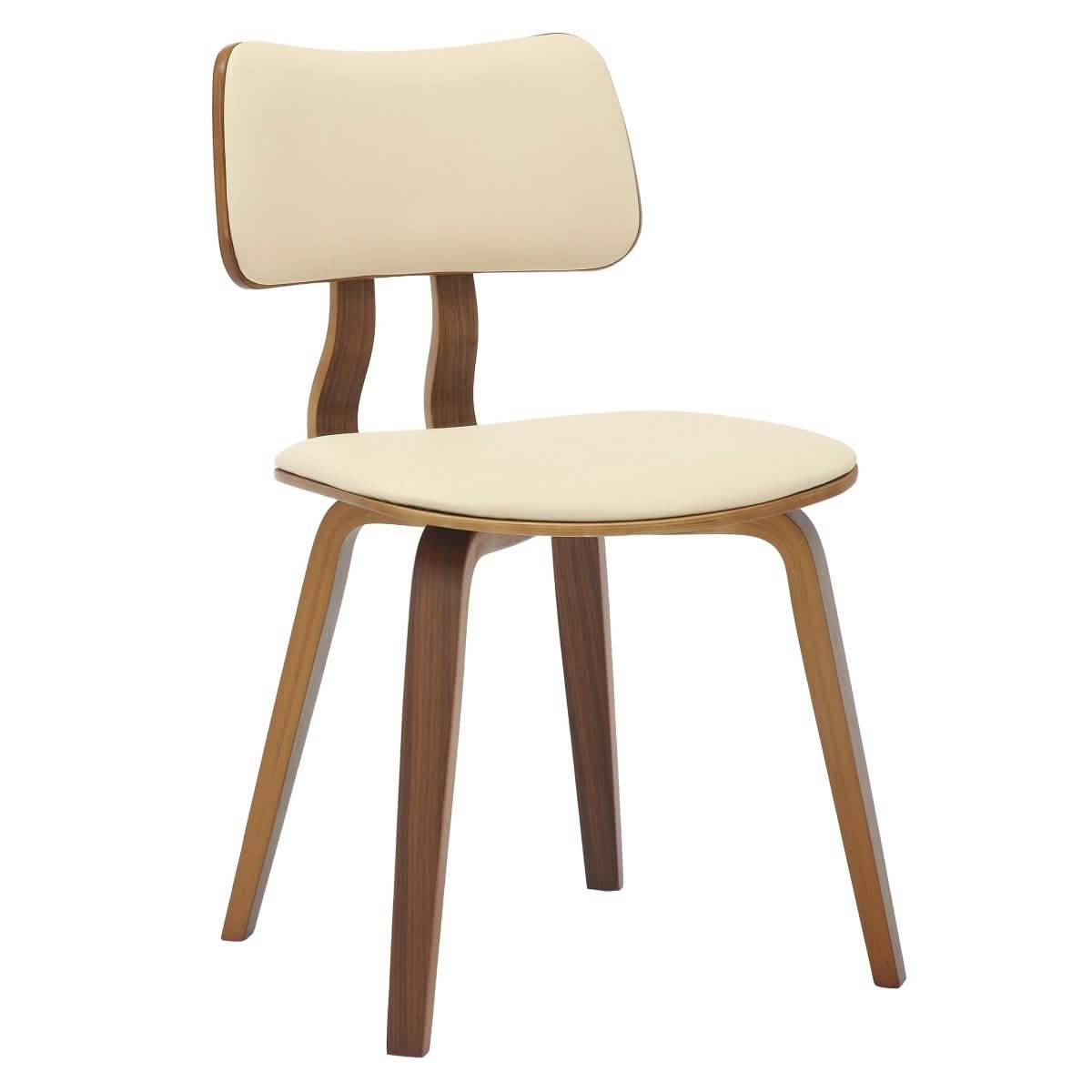 Clivo Modern Wooden Dining Chair Upholstered in Leather With Walnut Color Frame