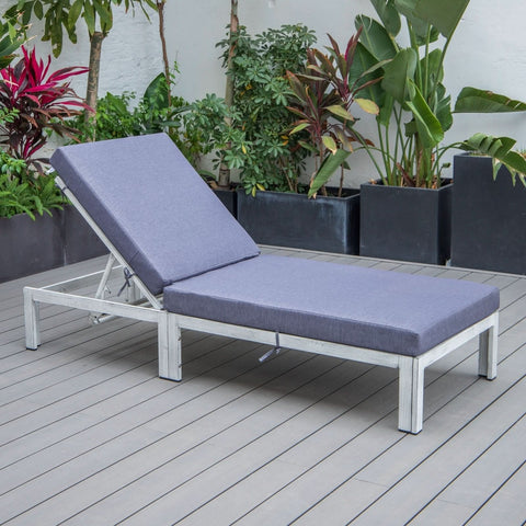 Chelsea Modern Outdoor Weathered Grey Chaise Lounge Chair With Cushions Set of 2