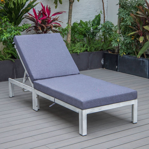 Chelsea Modern Outdoor Weathered Grey Chaise Lounge Chair With Cushions Set of 2