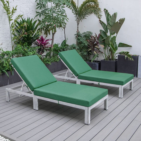 Chelsea Modern Outdoor Weathered Grey Chaise Lounge Chair With Cushions Set of 2