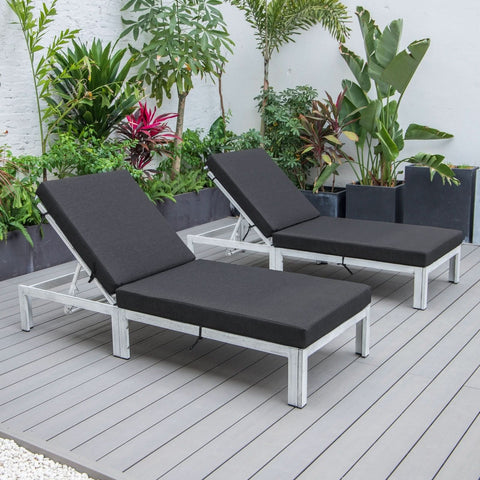 Chelsea Modern Outdoor Weathered Grey Chaise Lounge Chair With Cushions Set of 2