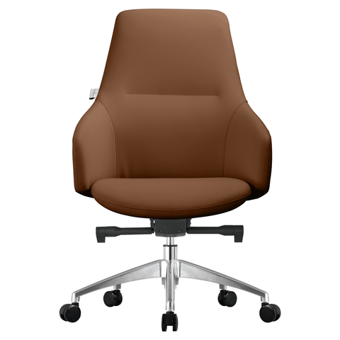 Celeste Office Chair in Upholstered Leather with Swivel and Tilt Waterfall Seat Design