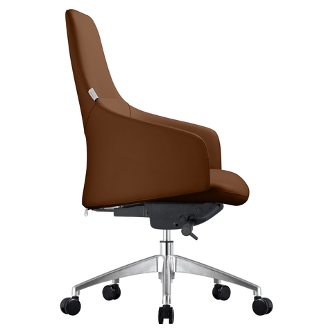 Celeste Office Chair in Upholstered Leather with Swivel and Tilt Waterfall Seat Design