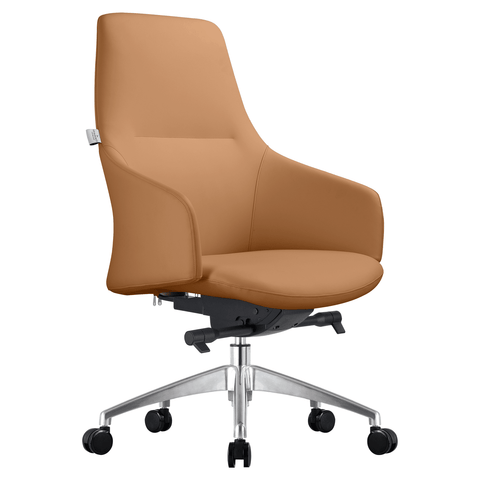 Celeste Office Chair in Upholstered Leather with Swivel and Tilt Waterfall Seat Design