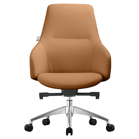 Celeste Office Chair in Upholstered Leather with Swivel and Tilt Waterfall Seat Design