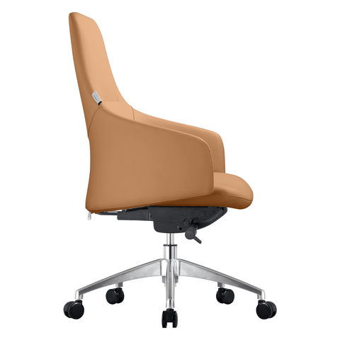 Celeste Office Chair in Upholstered Leather with Swivel and Tilt Waterfall Seat Design