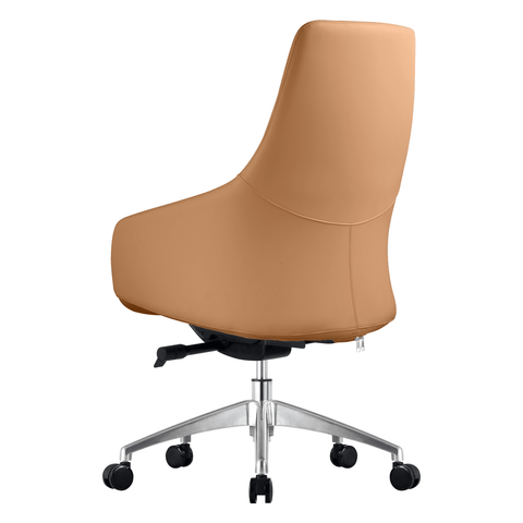 Celeste Office Chair in Upholstered Leather with Swivel and Tilt Waterfall Seat Design