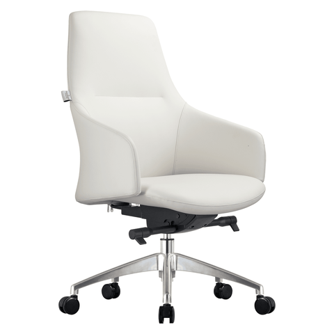 Celeste Office Chair in Upholstered Leather with Swivel and Tilt Waterfall Seat Design