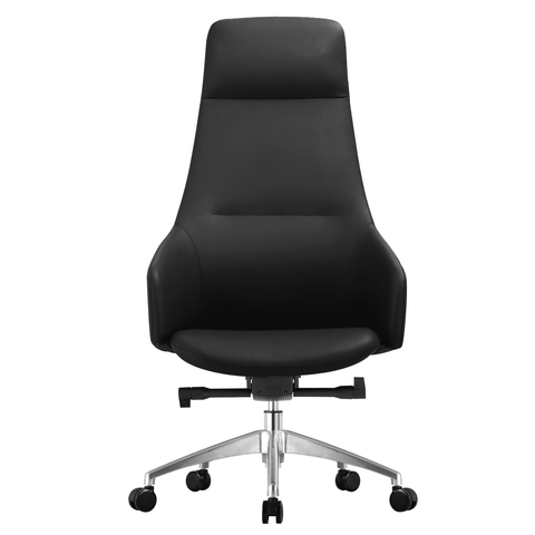 Celeste High-Back Office Chair in Upholstered Leather and Iron Base with Swivel and Tilt