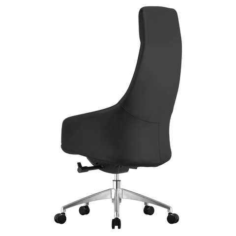 Celeste High-Back Office Chair in Upholstered Leather and Iron Base with Swivel and Tilt