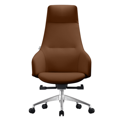 Celeste High-Back Office Chair in Upholstered Leather and Iron Base with Swivel and Tilt